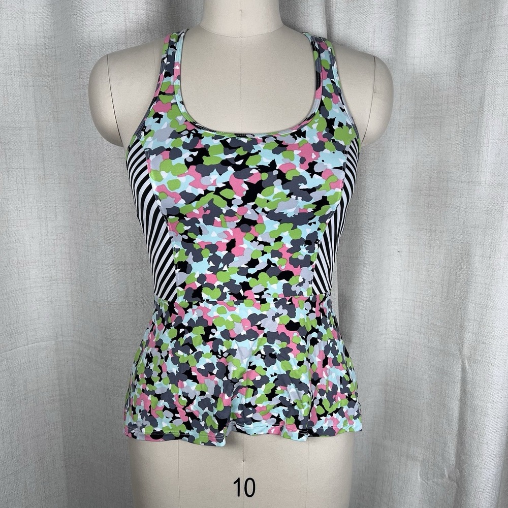 Spanx Women Active Peplum Tank Top Petal Power Floral Women's Small Stripe Gym